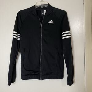 Adidas black 3 stripes full zip track jacket size small